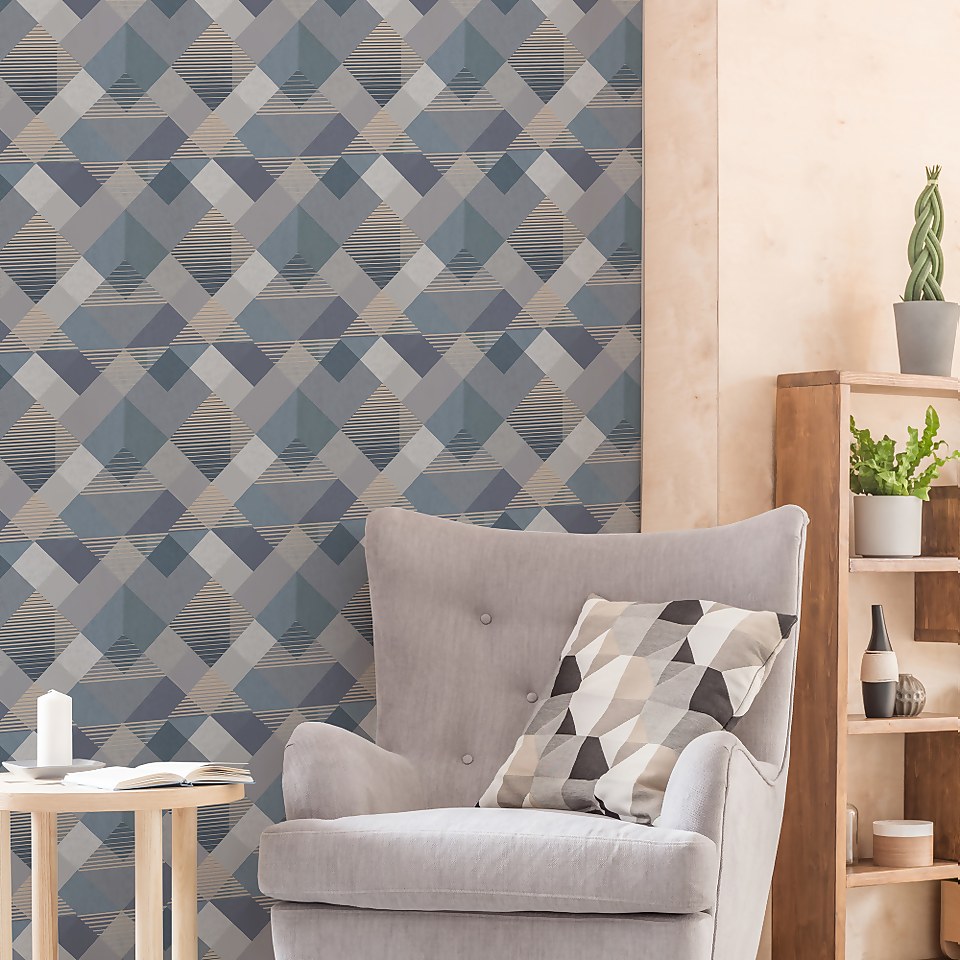 Superfresco Easy Kaleidoscope Denim Wallpaper