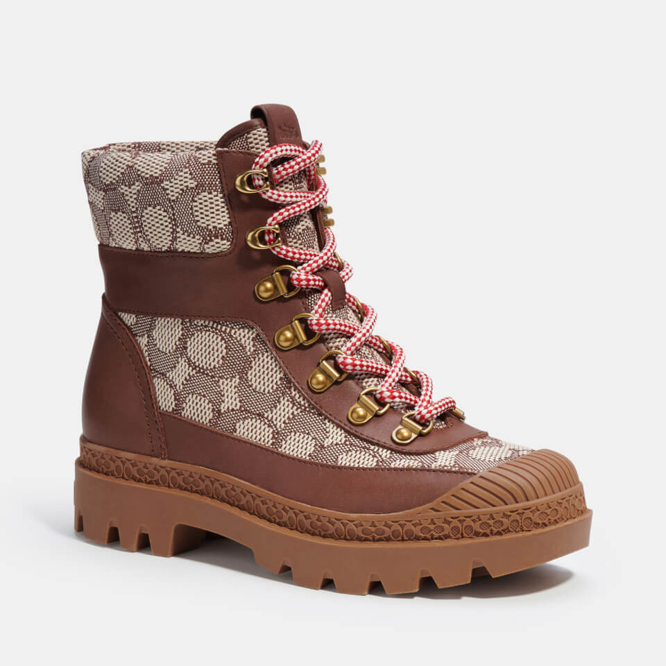 Coach Talia Jacquard, Suede and Leather Lace-Up Boots
