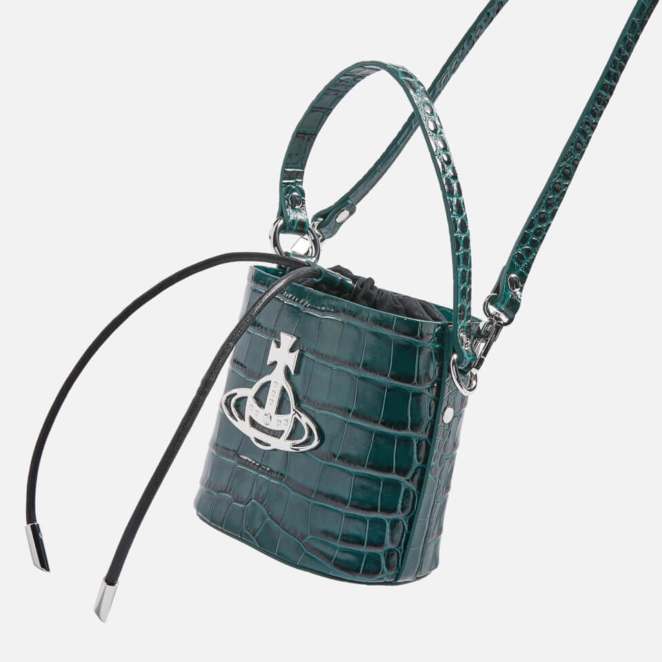 Vivienne Westwood Daisy Drawstring Croc-Effect Leather Bag