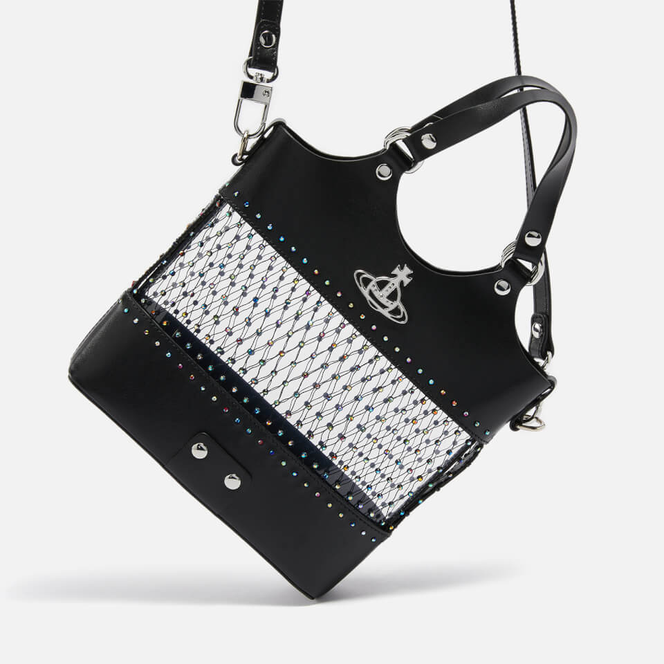 Vivienne Westwood Roxy Embellished Mesh and Leather Tote Bag