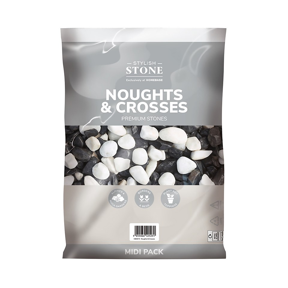 Stylish Stone Noughts & Crosses Decorative Pebbles, Midi Bag - 9kg