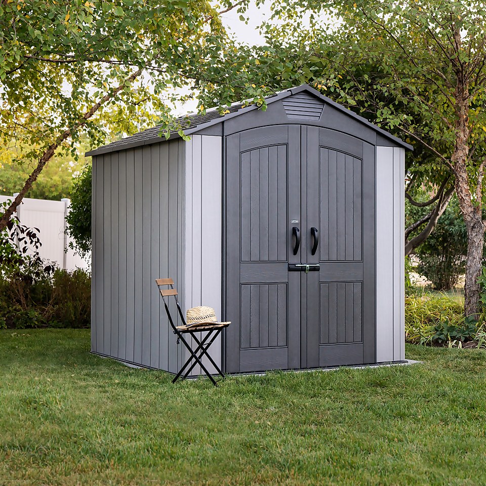 Lifetime 7x7ft Outdoor Storage Shed - Rough-Cut Grey