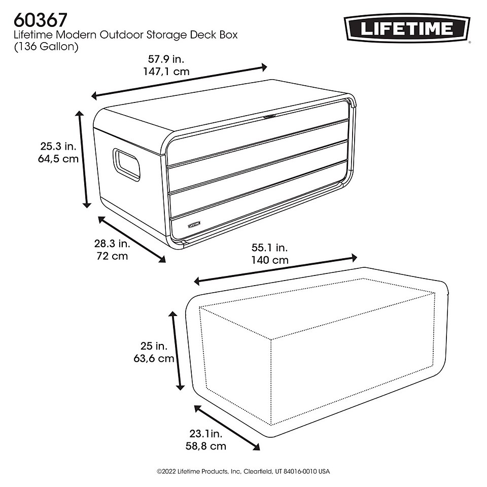 Lifetime 515L Modern Outdoor Storage Deck Box - Rough-Cut Grey