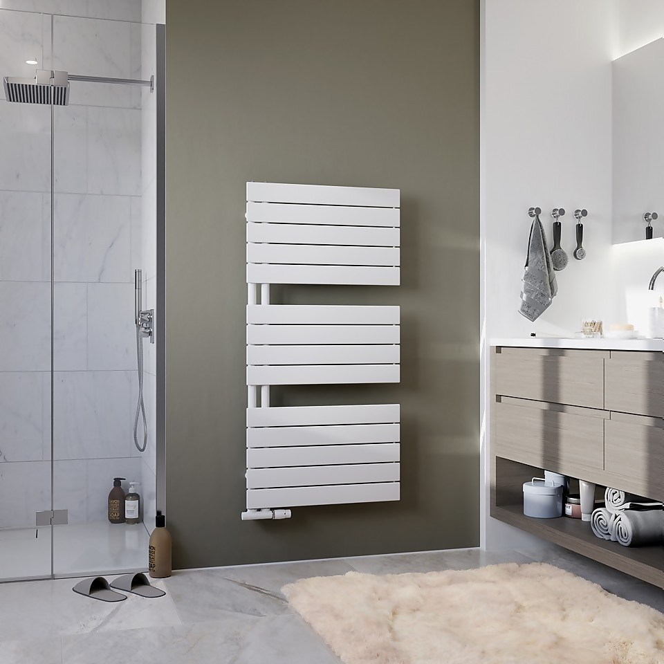 Tees Designer Towel Radiator 1195x600 White