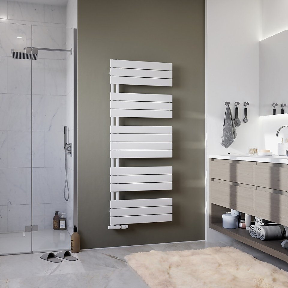 Tees Designer Towel Radiator 1495x600 White