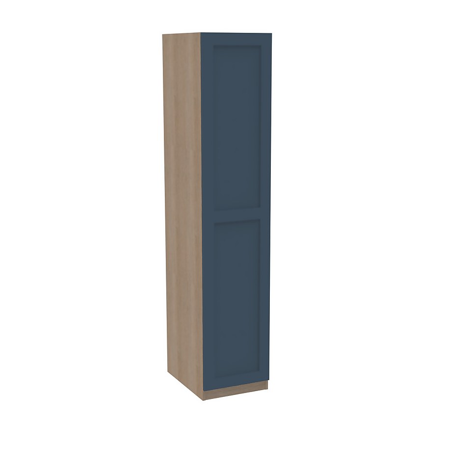 House Beautiful Realm Single Wardrobe, Oak Effect Carcass - Navy Blue Shaker Door (W) 450mm x (H) 2196mm