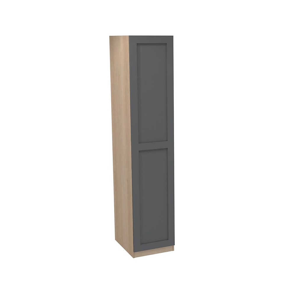 House Beautiful Realm Single Wardrobe, Oak Effect Carcass - Carbon Grey Shaker Door (W) 450mm x (H) 2196mm