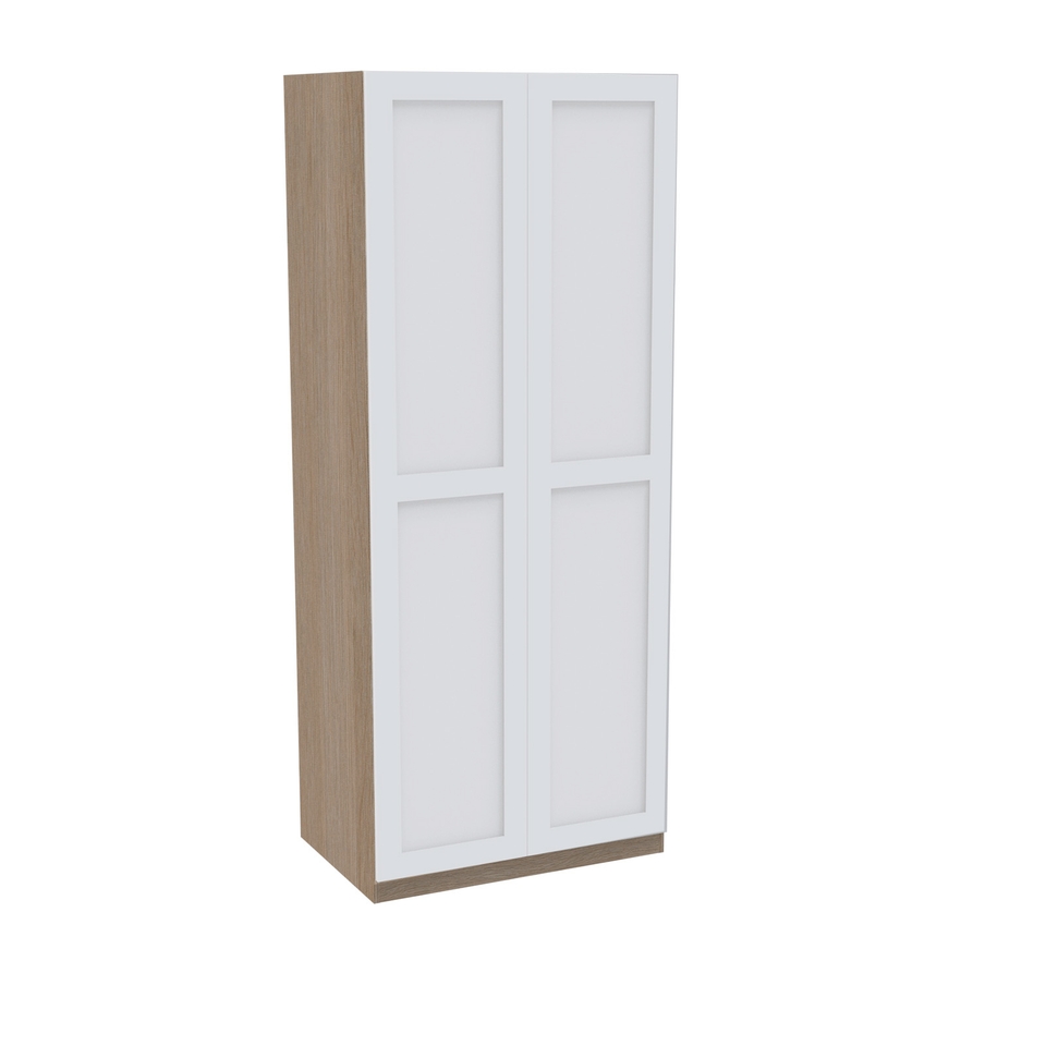 House Beautiful Realm Double Wardrobe, Oak Effect Carcass - White Shaker Doors (W) 900mm x (H) 2196mm