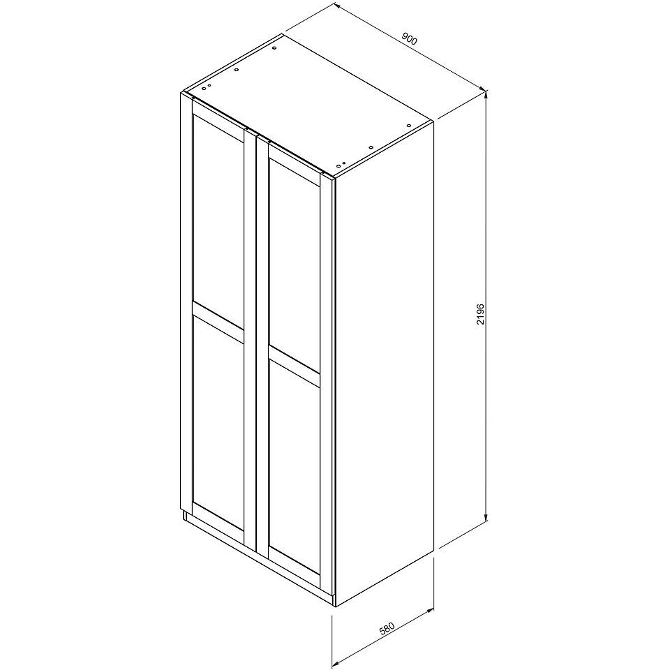 House Beautiful Realm Double Wardrobe, Oak Effect Carcass - Carbon Grey Shaker Doors (W) 900mm x (H) 2196mm