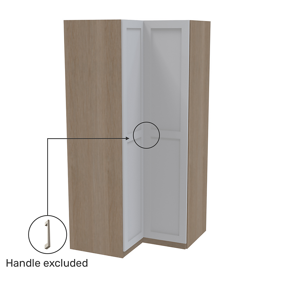 House Beautiful Realm Corner Wardrobe, Oak Effect Carcass - White Shaker Doors (W) 1053mm x (H) 2196mm