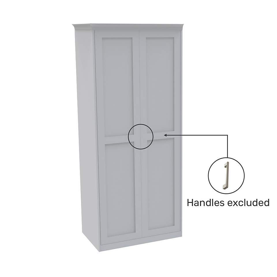 House Beautiful Realm Fitted Look Double Wardrobe, Oak Effect Carcass - White Shaker Doors (W) 1001mm x (H) 2256mm