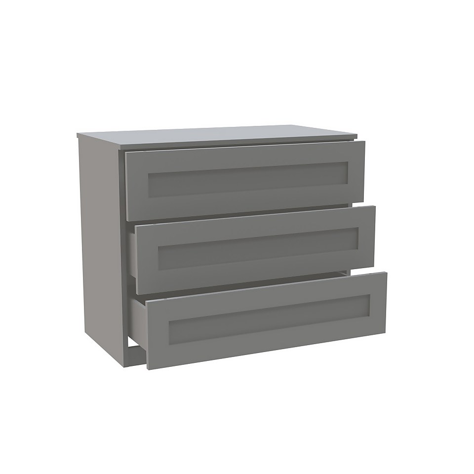 House Beautiful Realm Wide Chest of Drawers - Grey Shaker (W)900mm x (H)756mm