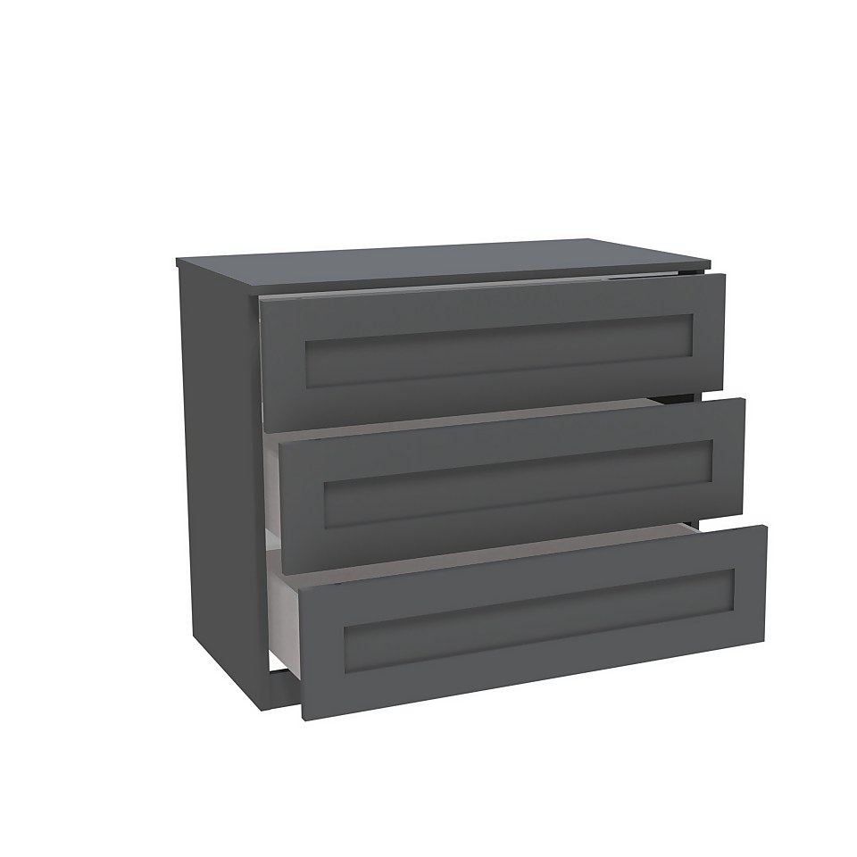 House Beautiful Realm Wide Chest of Drawers - Carbon Grey Shaker (W)900mm x (H)756mm
