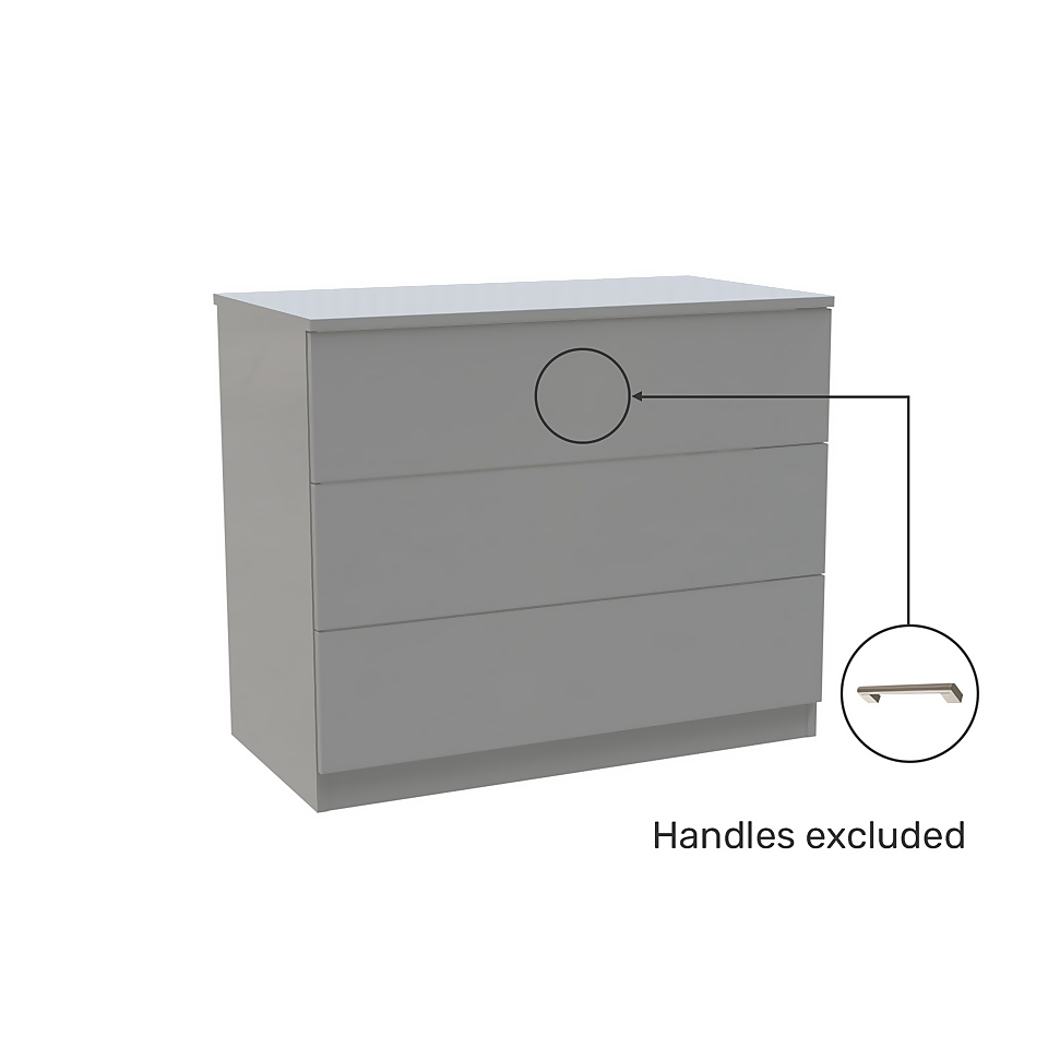 House Beautiful Honest Wide Chest of Drawers - Gloss Grey Slab (W)900mm x (H)756mm