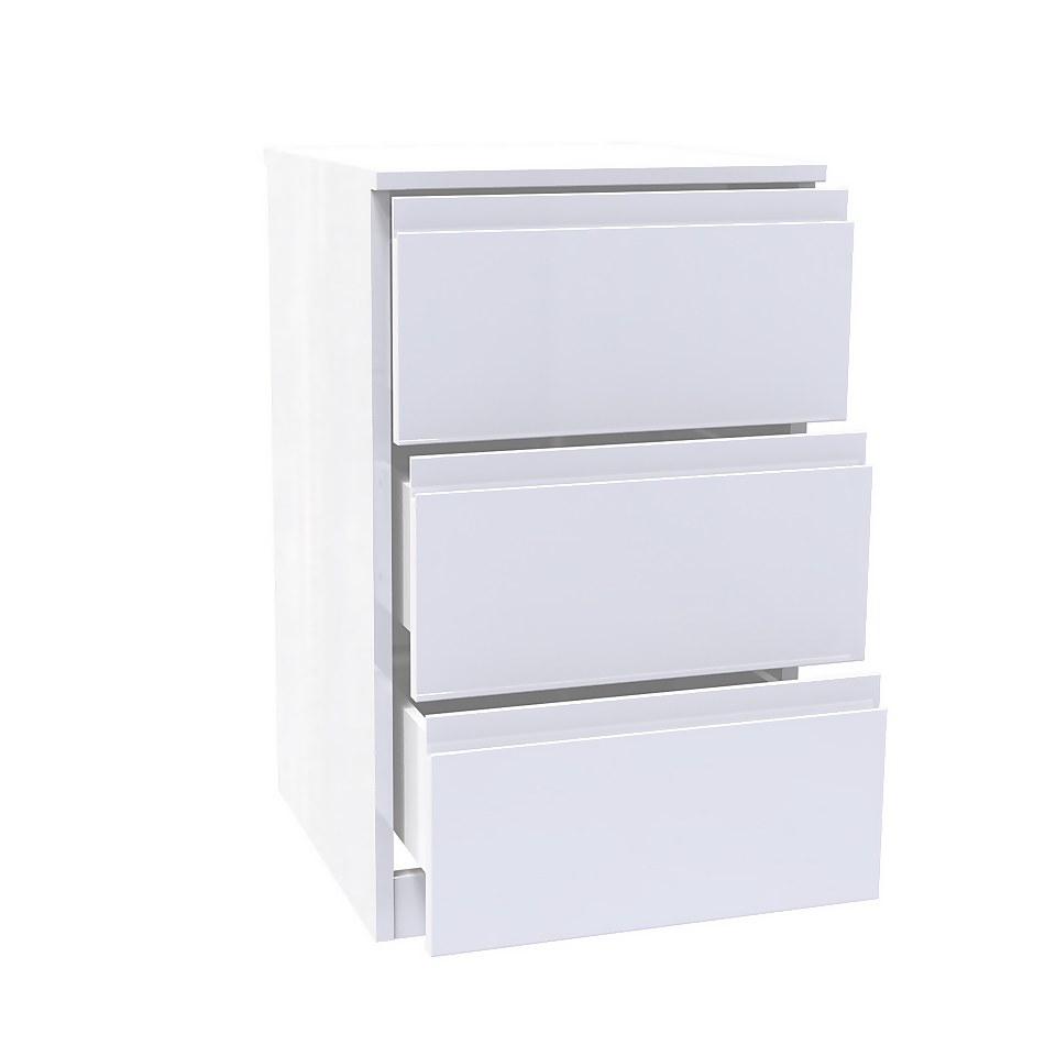House Beautiful Escape Narrow Chest of Drawers - Gloss White Handleless (W)450mm x (H)756mm