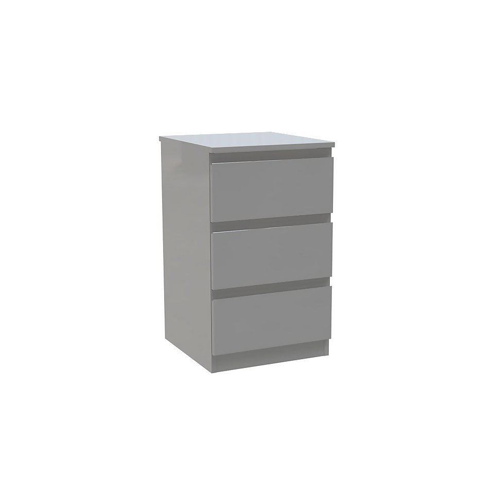 House Beautiful Escape Narrow Chest of Drawers - Gloss Grey Handleless (W)450mm x (H)756mm