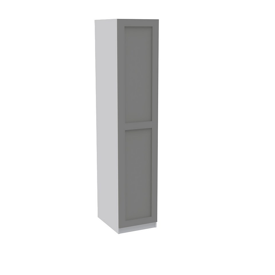 House Beautiful Realm Single Wardrobe, White Carcass - Grey Shaker Door (W) 450mm x (H) 2196mm