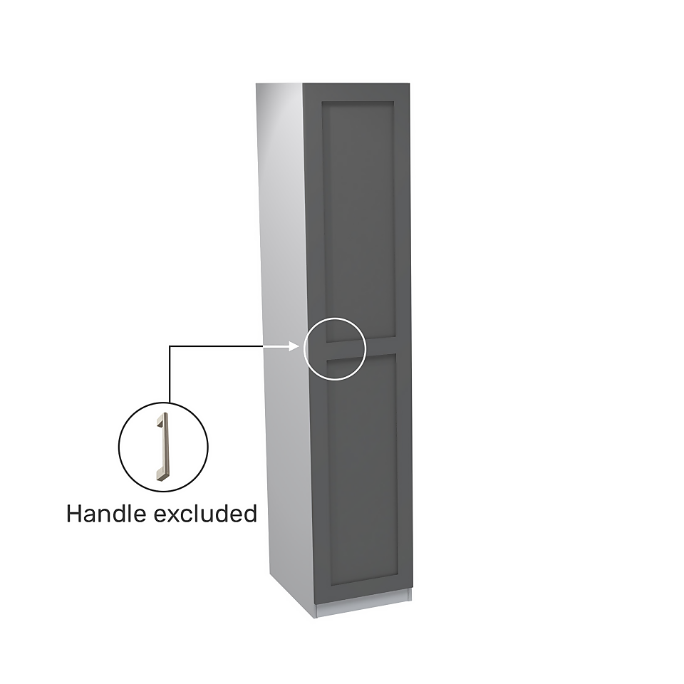 House Beautiful Realm Single Wardrobe, White Carcass  - Carbon Grey Shaker Door (W) 450mm x (H) 2196mm