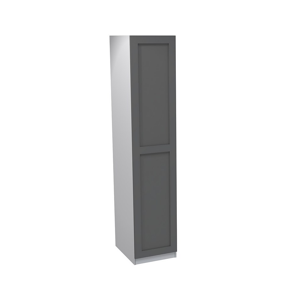 House Beautiful Realm Single Wardrobe, White Carcass  - Carbon Grey Shaker Door (W) 450mm x (H) 2196mm