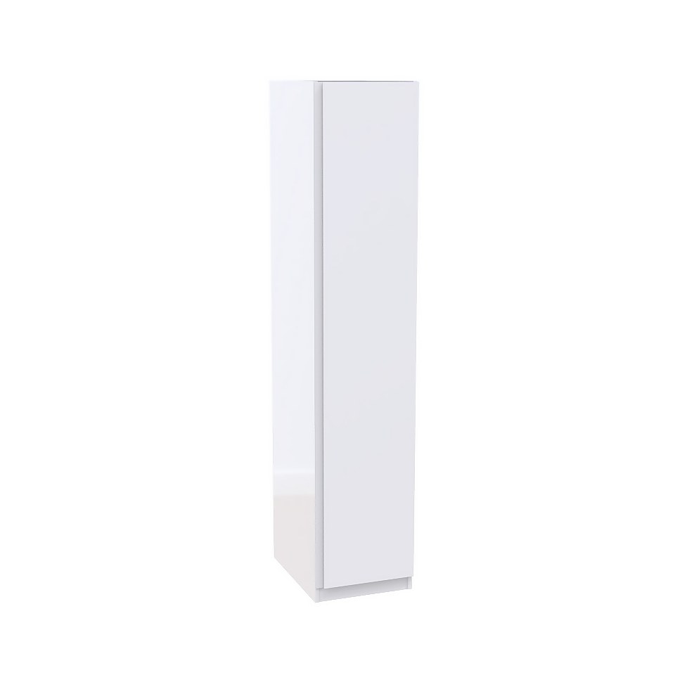 House Beautiful Escape Single Wardrobe, White Carcass - Gloss White Handleless Door (W) 450mm x (H) 2196mm