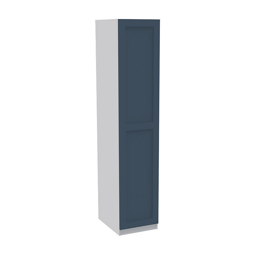 House Beautiful Realm Single Wardrobe, White Carcass - Navy Blue Shaker Door (W) 450mm x (H) 2196mm