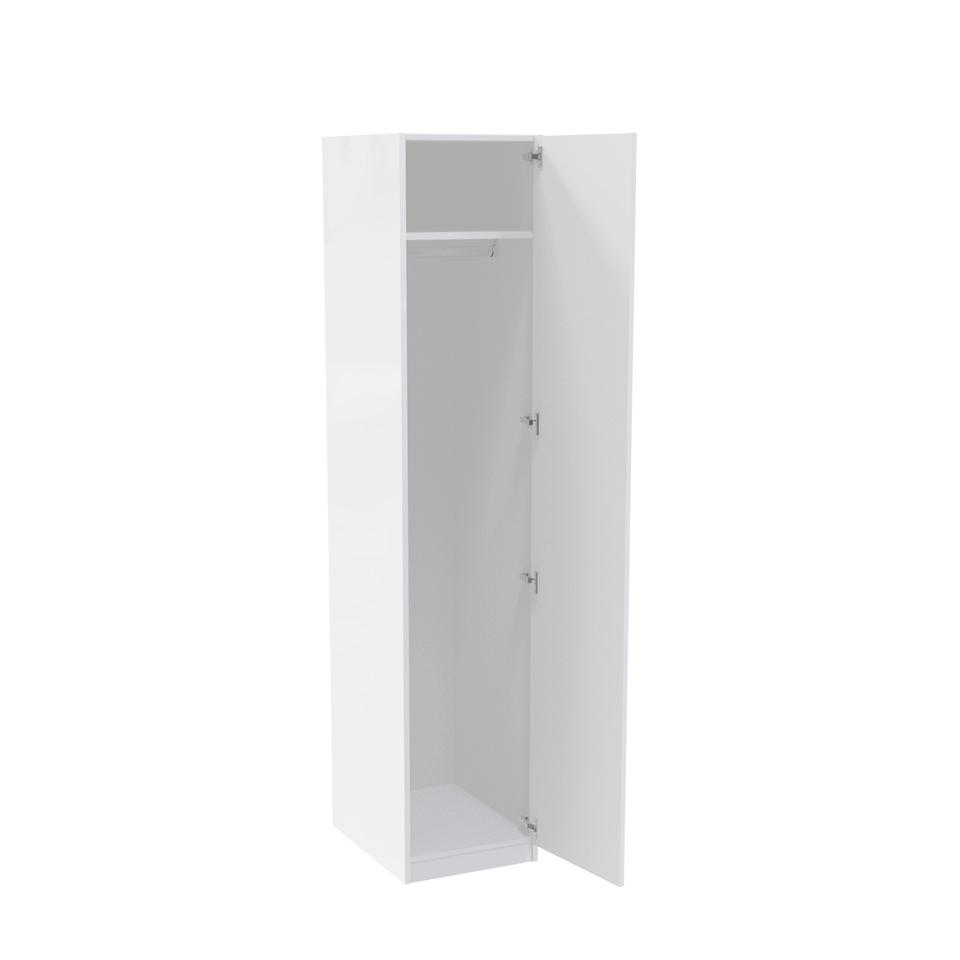 House Beautiful Honest Single Wardrobe, White Carcass - Gloss White Slab Door (W) 450mm x (H) 2196mm