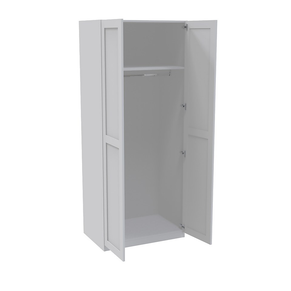 House Beautiful Realm Double Wardrobe, White Carcass - White Shaker Doors (W) 900mm x (H) 2196mm