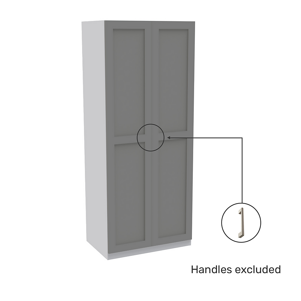 House Beautiful Realm Double Wardrobe, White Carcass - Grey Shaker Doors (W) 900mm x (H) 2196mm