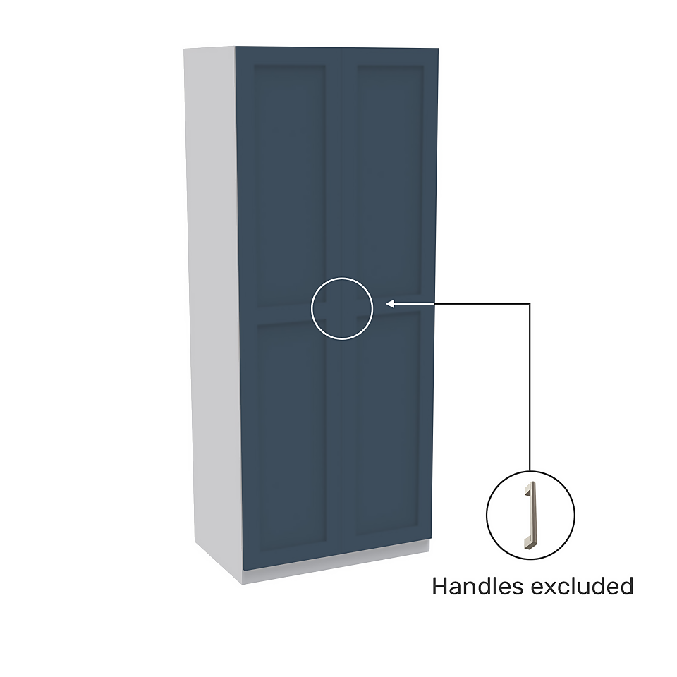 House Beautiful Realm Double Wardrobe, White Carcass - Navy Blue Shaker Doors (W) 900mm x (H) 2196mm