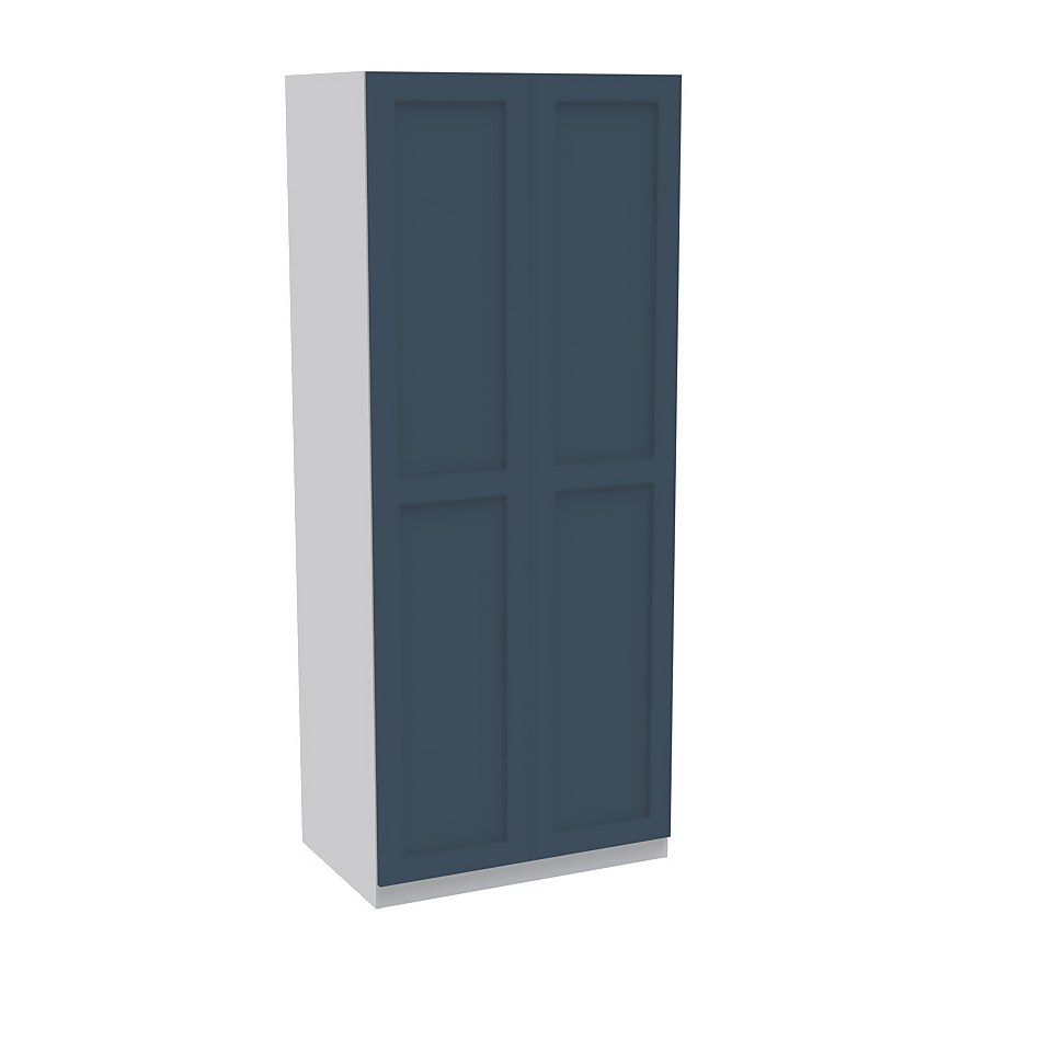 House Beautiful Realm Double Wardrobe, White Carcass - Navy Blue Shaker Doors (W) 900mm x (H) 2196mm