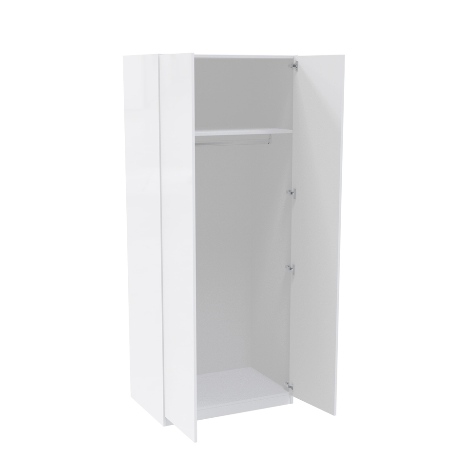 House Beautiful Honest Double Wardrobe, White Carcass - Gloss White Slab Doors (W) 900mm x (H) 2196mm