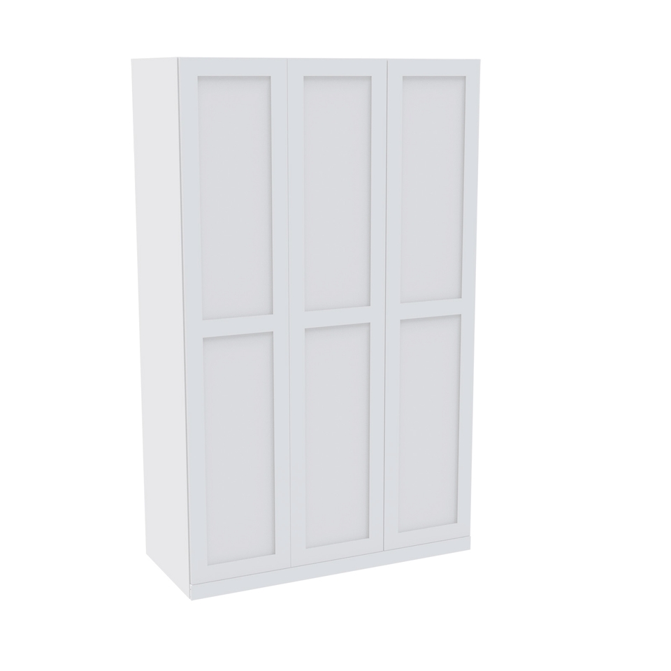 House Beautiful Realm Triple Wardrobe, White Carcass - White Shaker Doors (W) 1350mm x (H) 2196mm