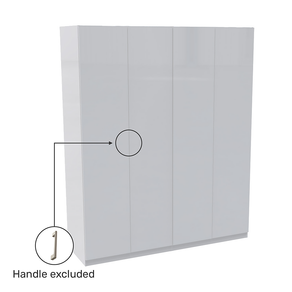 House Beautiful Honest Quad Wardrobe, White Carcass - Gloss White Slab Doors (W) 1800mm x (H) 2196mm