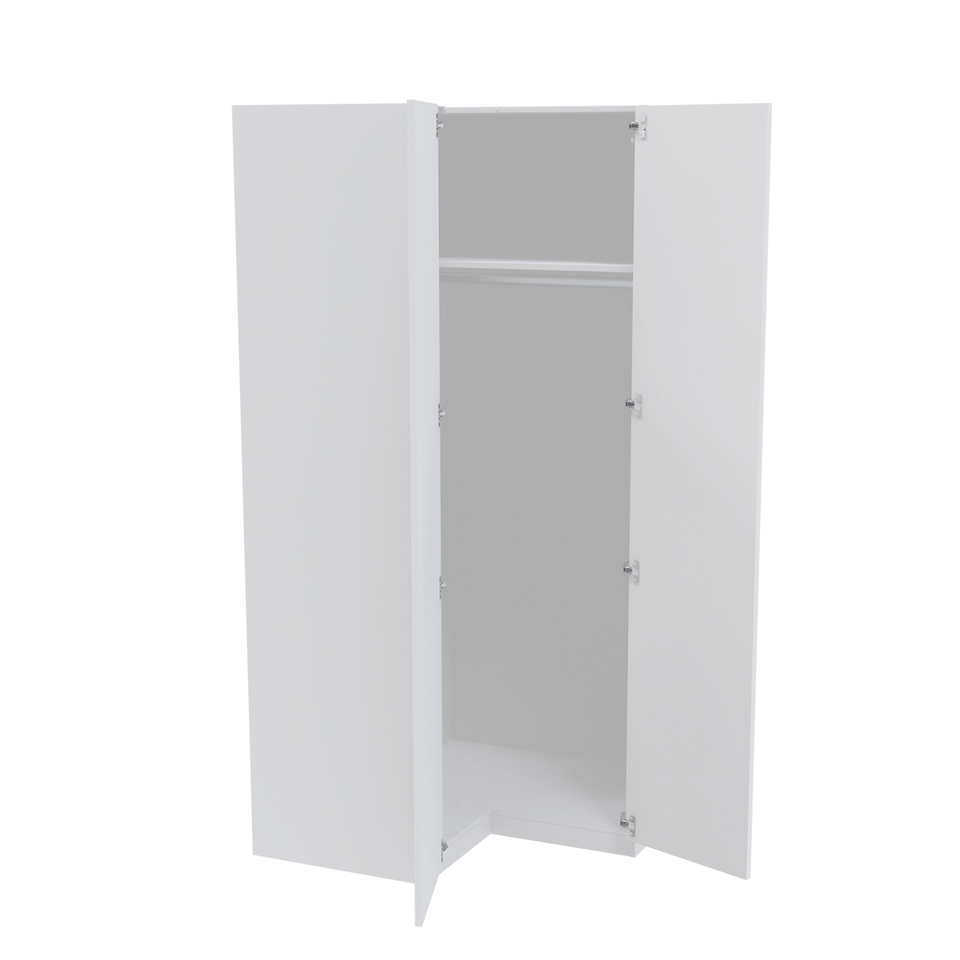 House Beautiful Honest Corner Wardrobe, White Carcass - Gloss White Slab Doors (W) 1053mm x (H) 2196mm