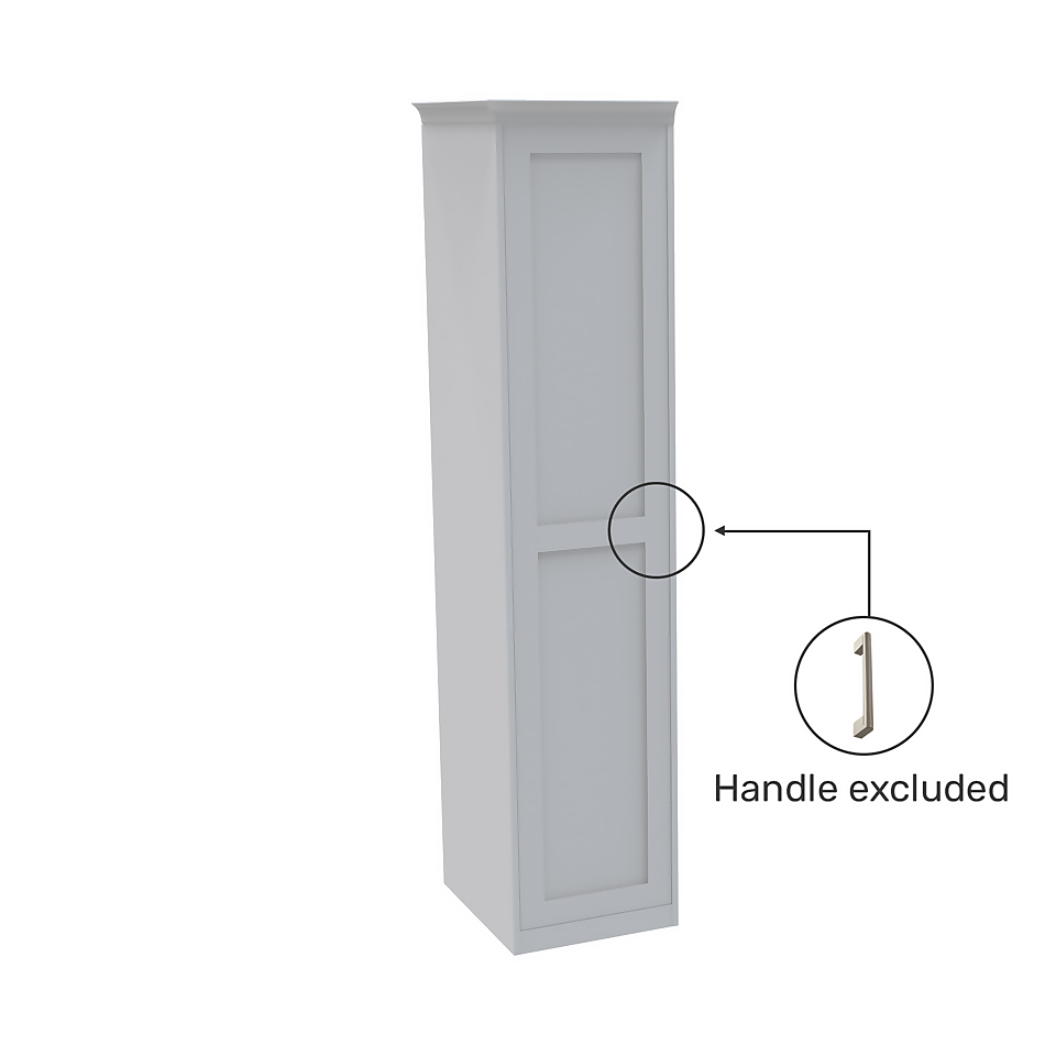 House Beautiful Realm Fitted Look Single Wardrobe, White Carcass - White Shaker Door (W) 551mm x (H) 2256mm