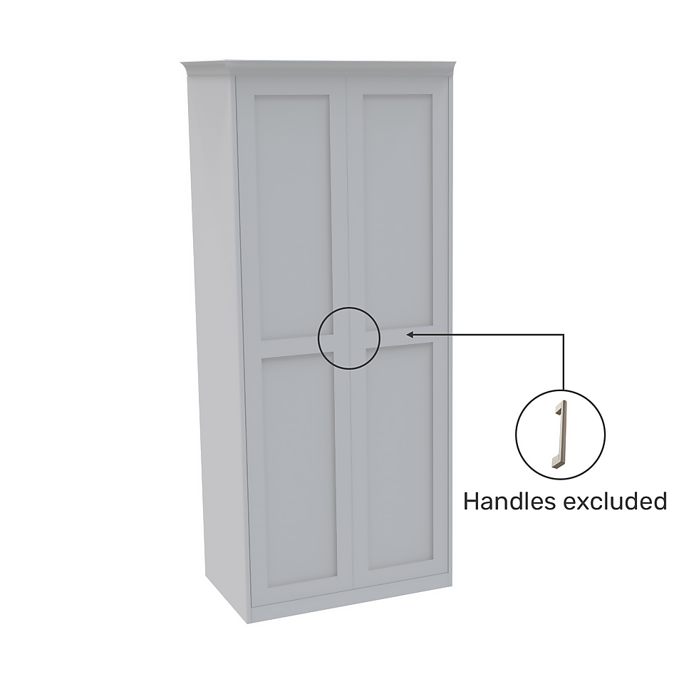 House Beautiful Realm Fitted Look Double Wardrobe, White Carcass - White Shaker Doors (W) 1001mm x (H) 2256mm