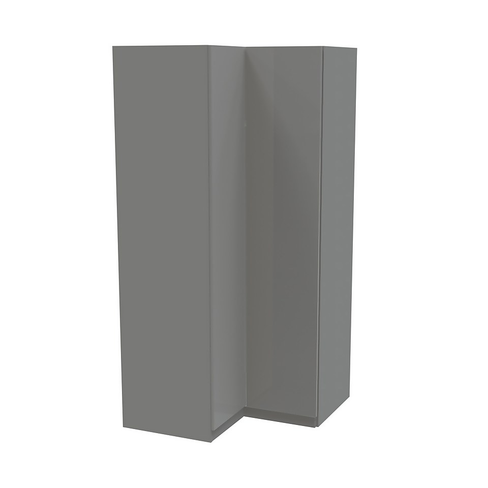 House Beautiful Honest Corner Wardrobe, Grey Carcass - Gloss Grey Slab Doors (W) 1053mm x (H) 2196mm