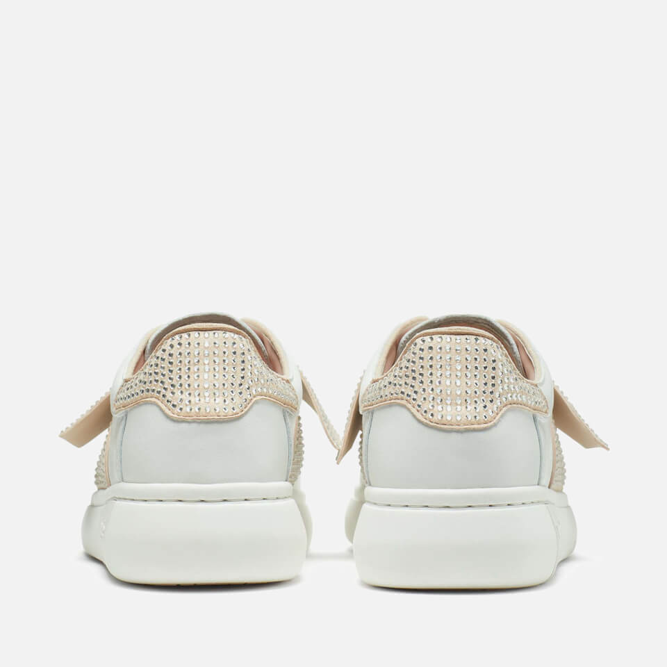 Kate Spade New York Lexi Pavé Embellished Bow Leather Trainers