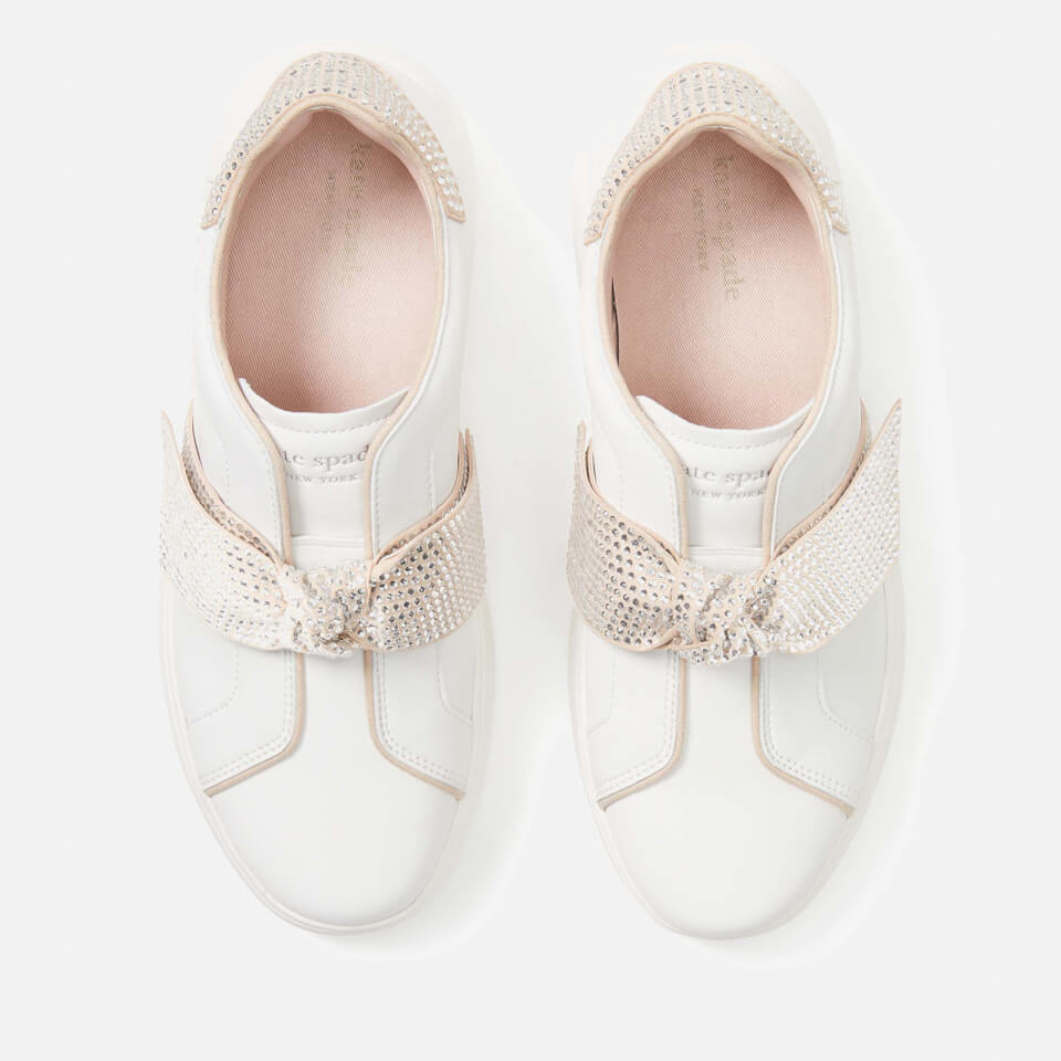 Kate Spade New York Lexi Pavé Embellished Bow Leather Trainers
