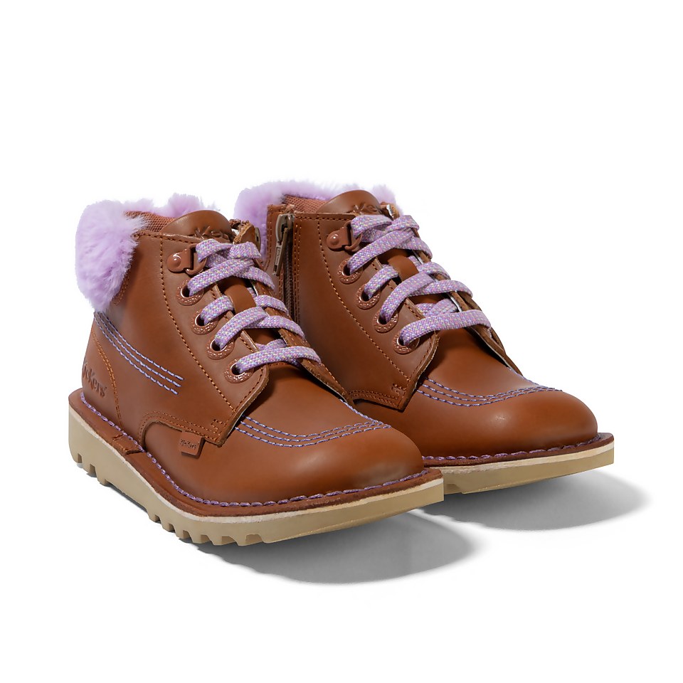 Junior Girls Kick Hi Winter Leather Tan