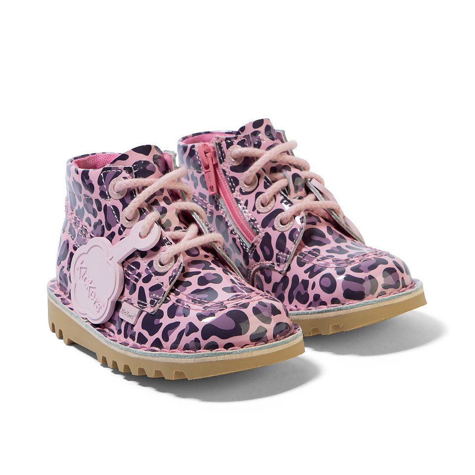 Infant Girls Kick Hi Leopard Patent Leather Pink