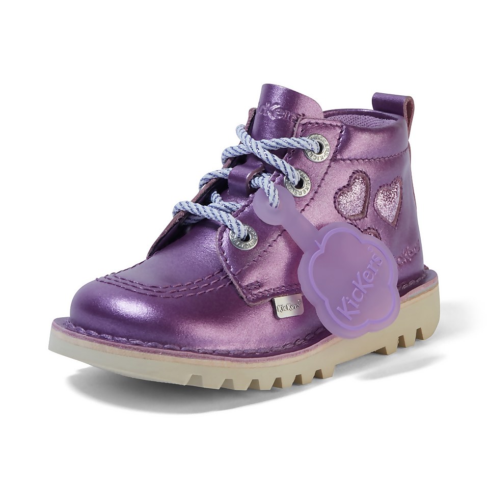 Infant Girls Kick Hi Heart Orchid Leather Purple