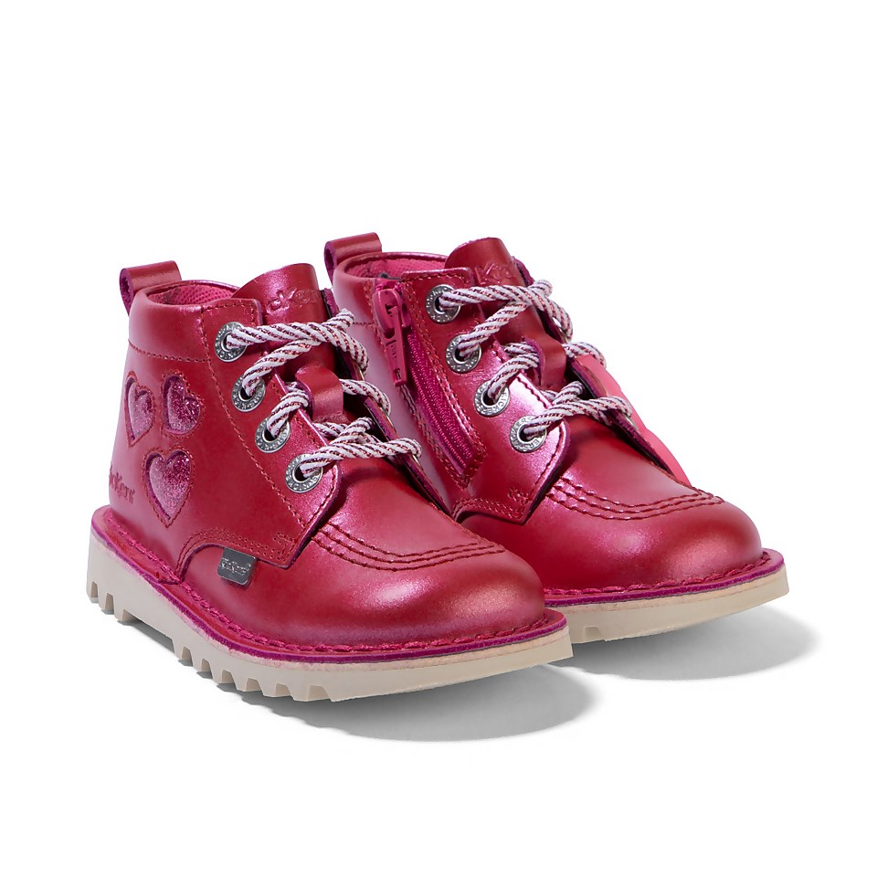 Infant Girls Kick Hi Heart Berry Leather Pink