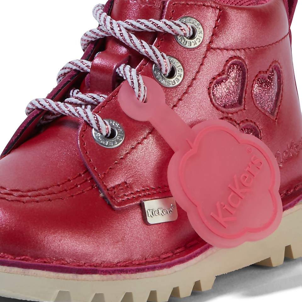 Infant Girls Kick Hi Heart Berry Leather Pink