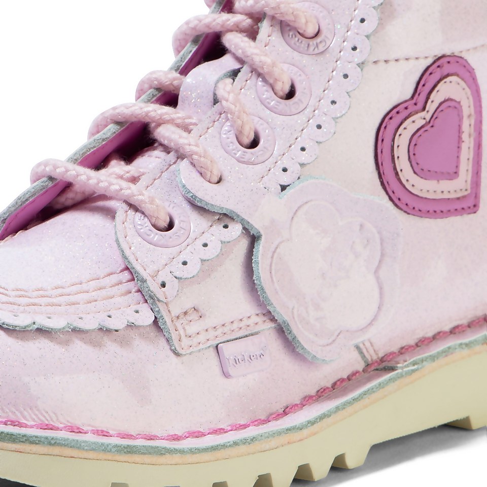 Junior Girls Kick Hi Love Patl Pnk Leather Pink