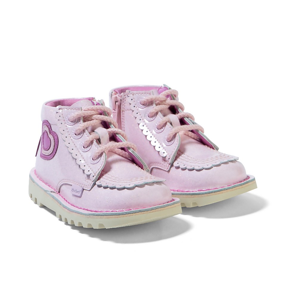 Junior Girls Kick Hi Love Patl Pnk Leather Pink