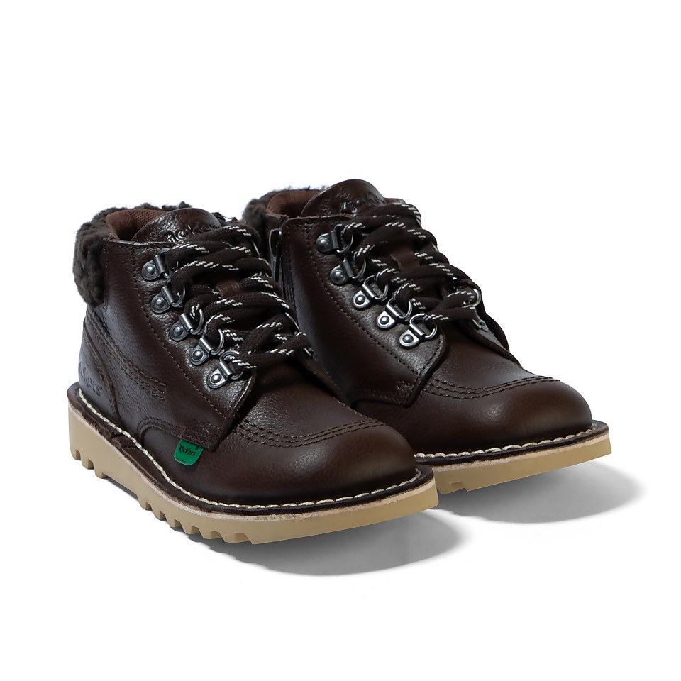 Junior Boys Kick Hi Winter Leather Dark Brown