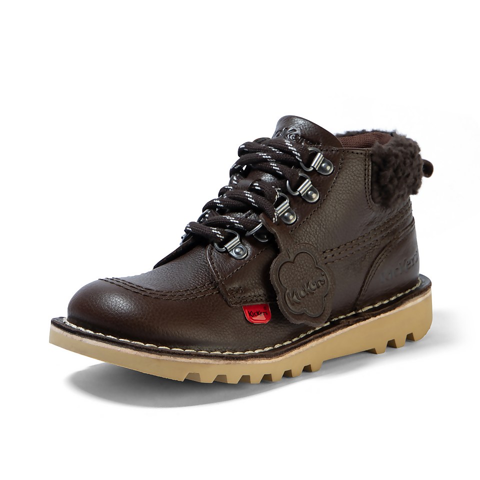 Junior Boys Kick Hi Winter Leather Dark Brown