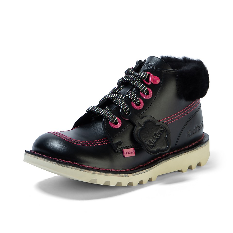 Junior Girls Kick Hi Winter Leather Black