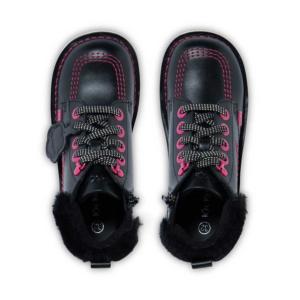 Junior Girls Kick Hi Winter Leather Black